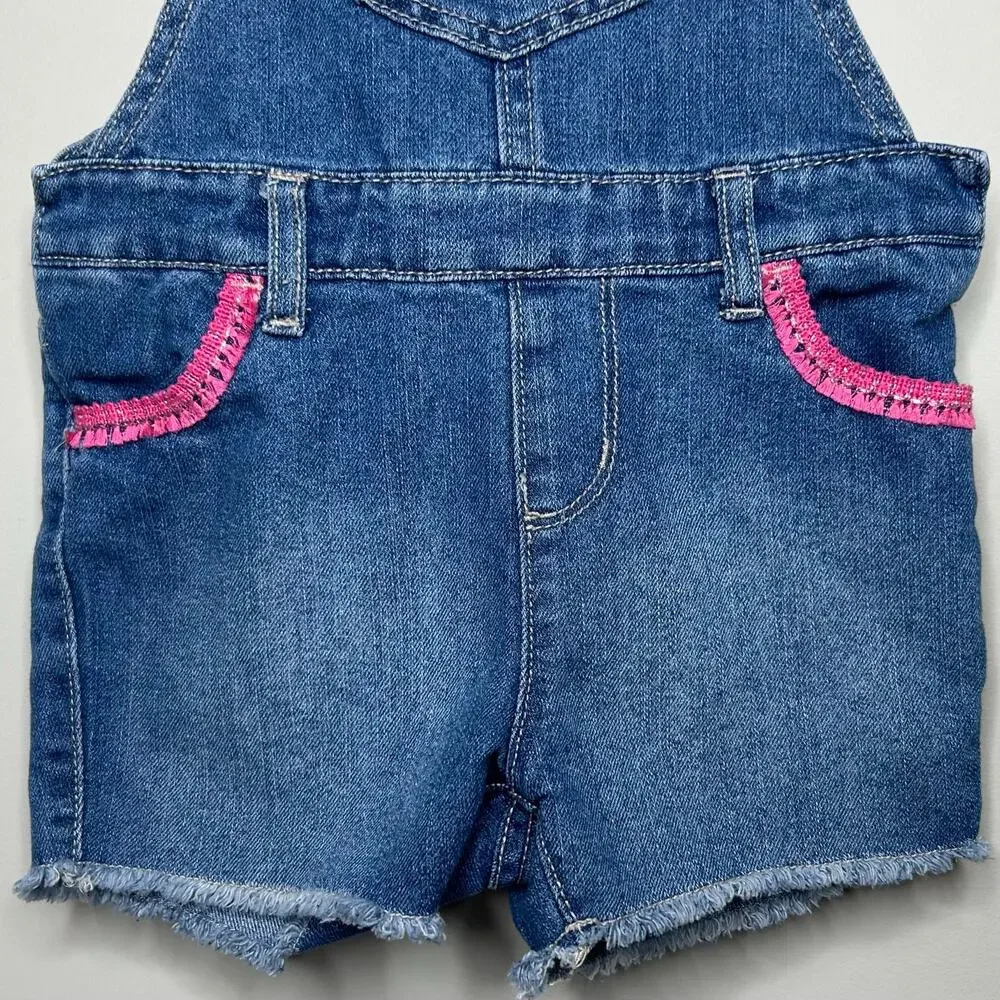Children's Place Denim Shortalls Size 3T Embroidered Watermelon Overalls Shorts